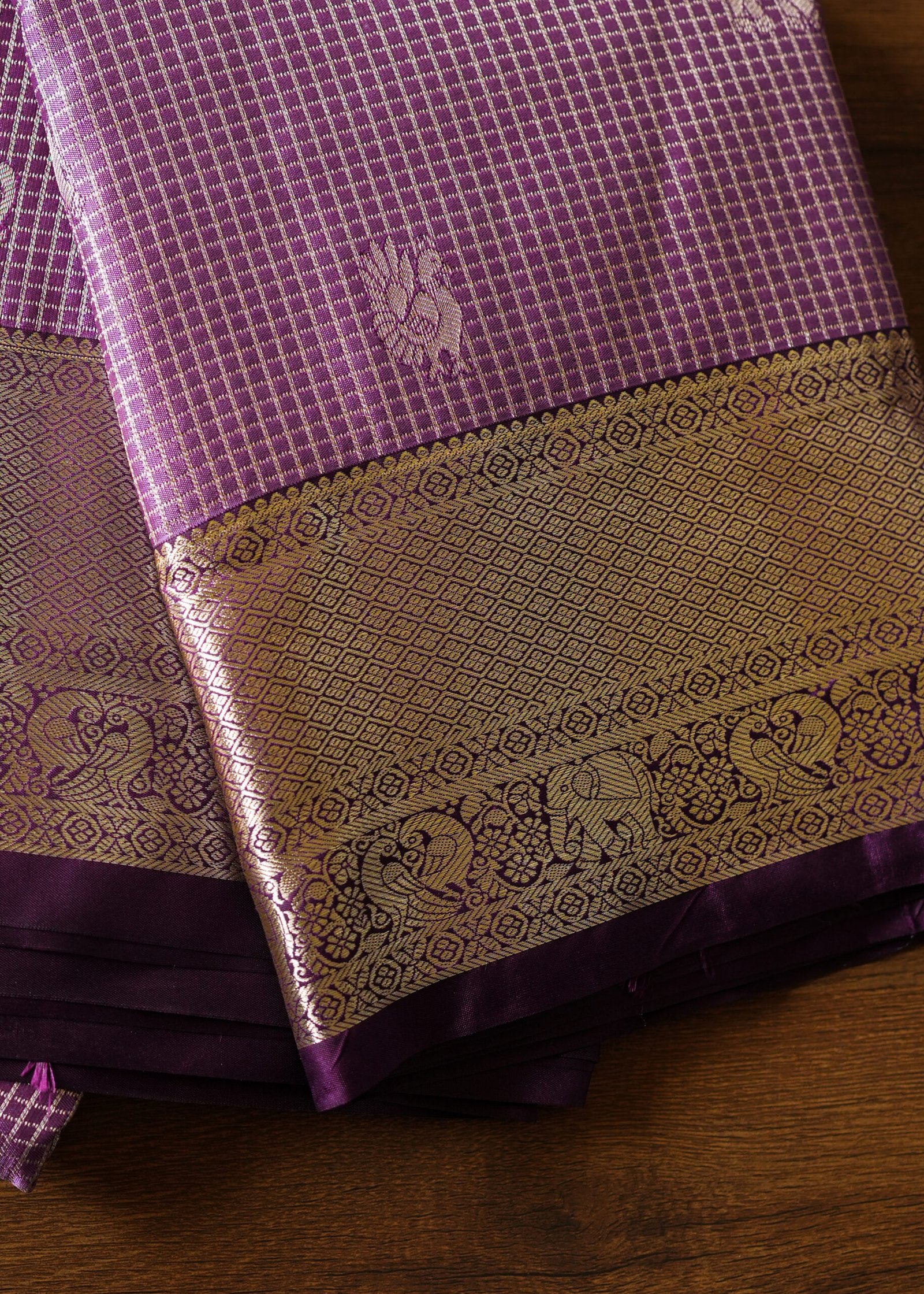Orchid Purple kanchipuram semi silk - Image 2