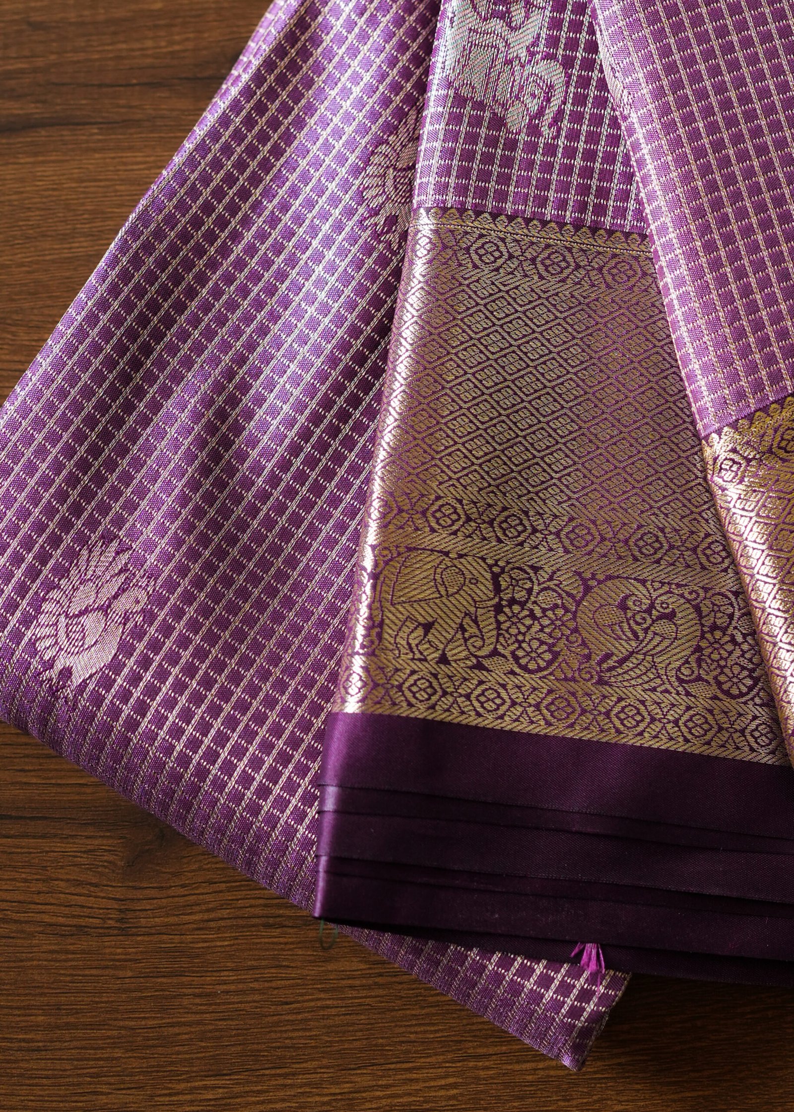 Orchid Purple kanchipuram semi silk - Image 3