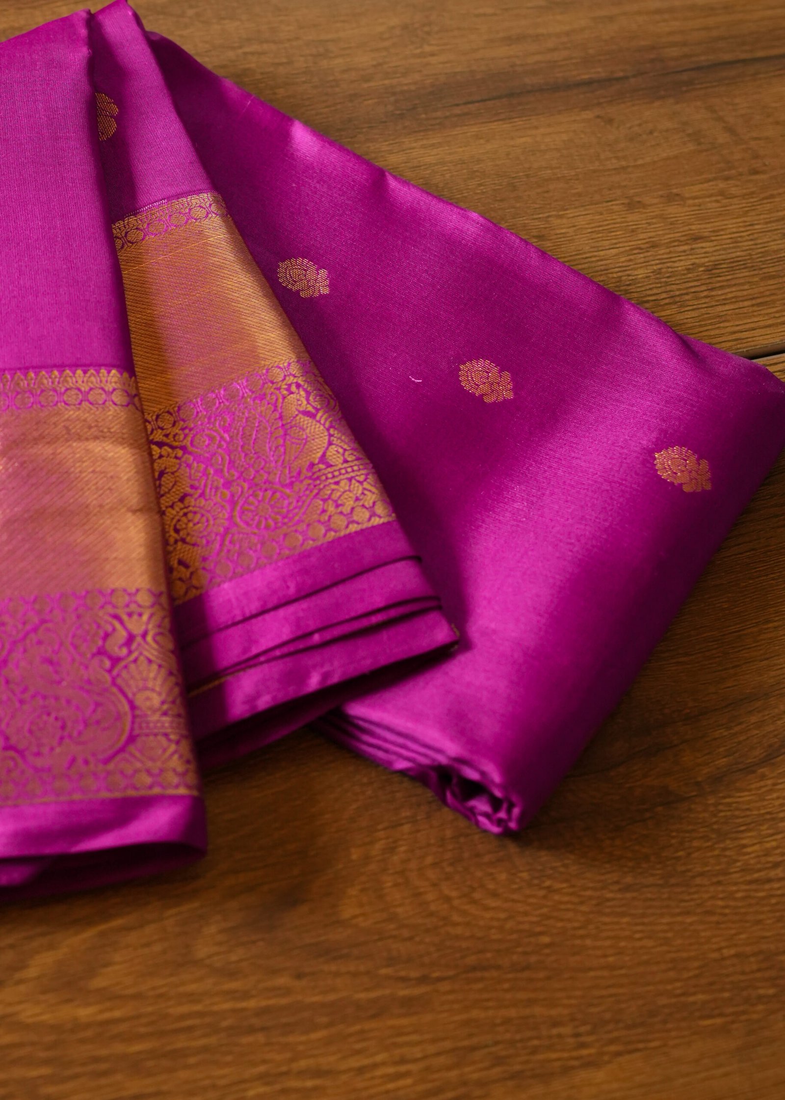 Rani Pink kanchipuram semi silk - Image 2