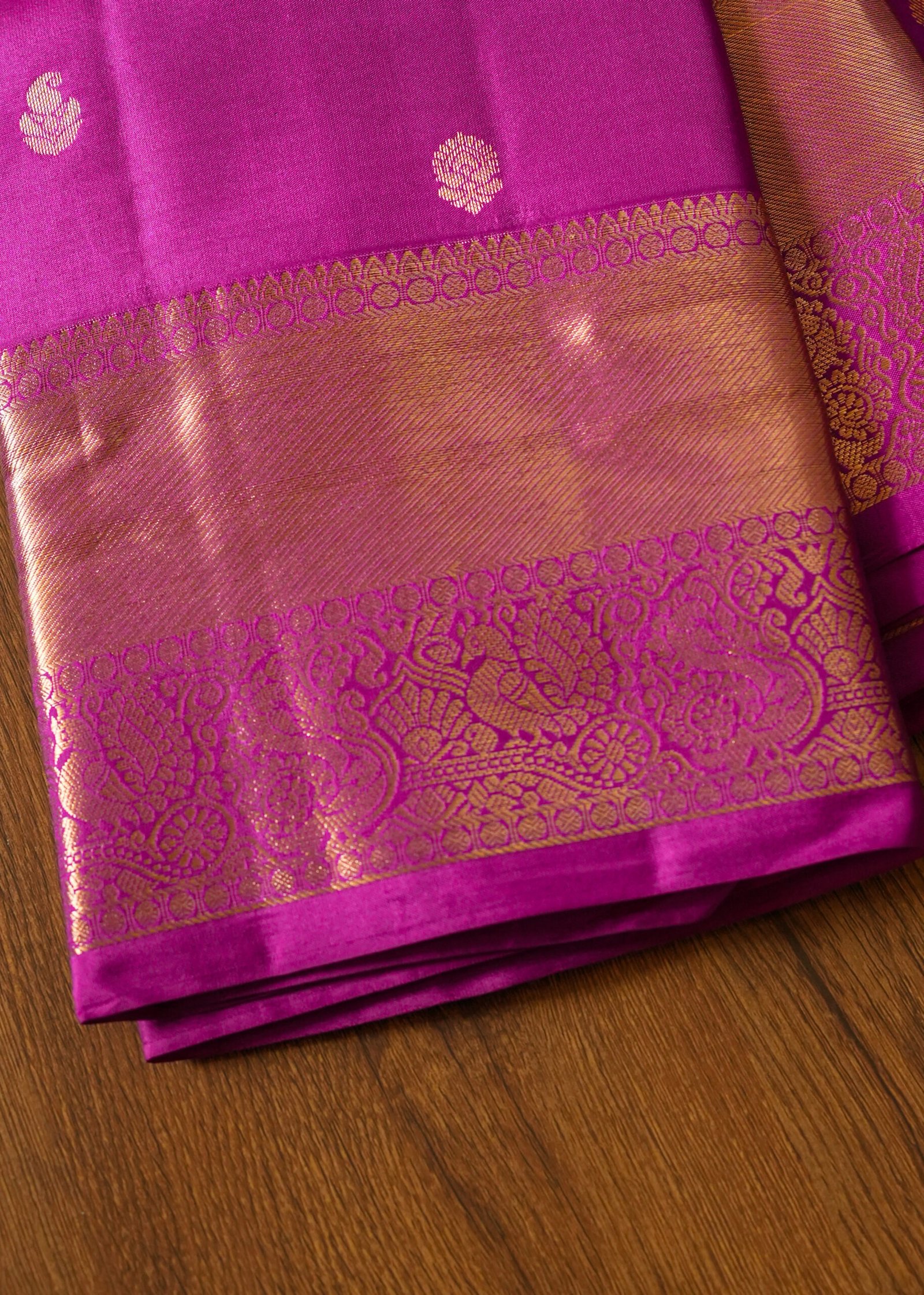 Rani Pink kanchipuram semi silk - Image 3