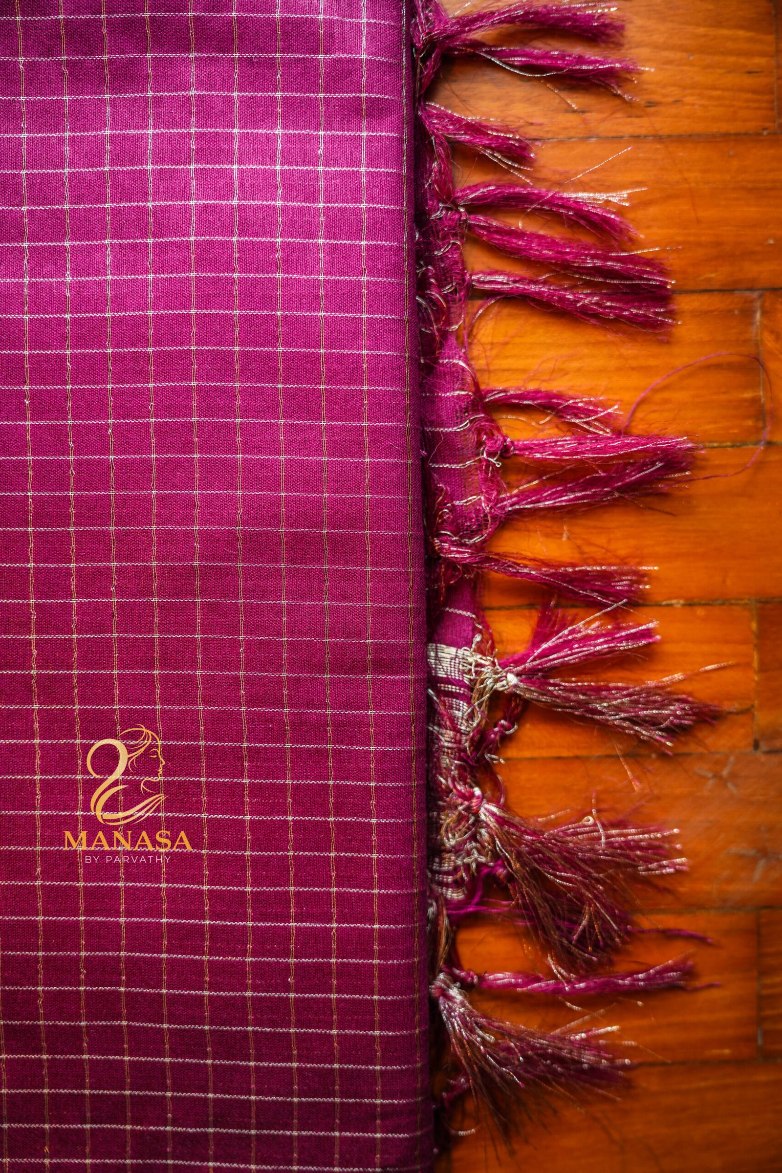 Berry Pink Soft Cotton Saree - Image 2