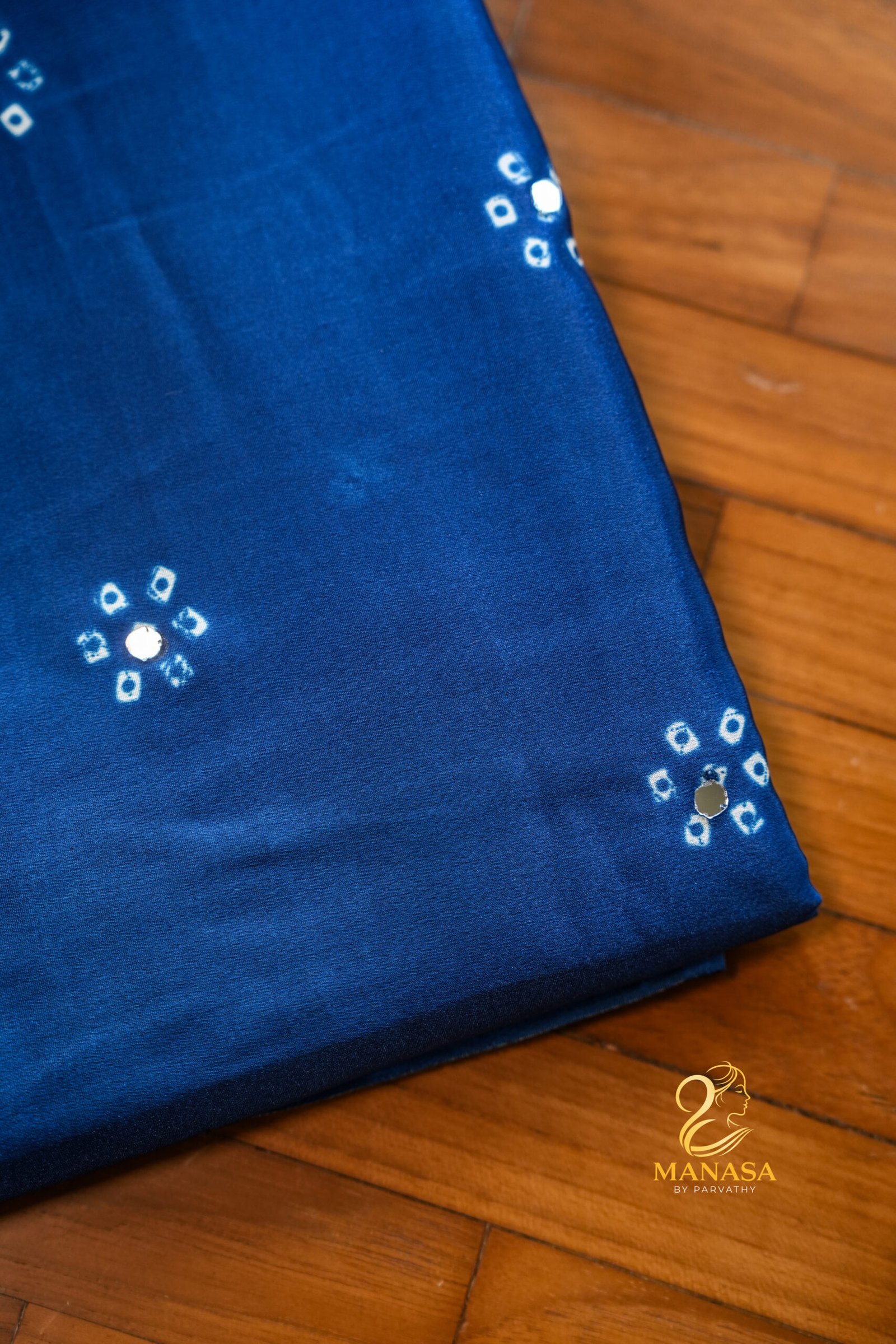 Blue Modal Silk With Mirror - Image 2