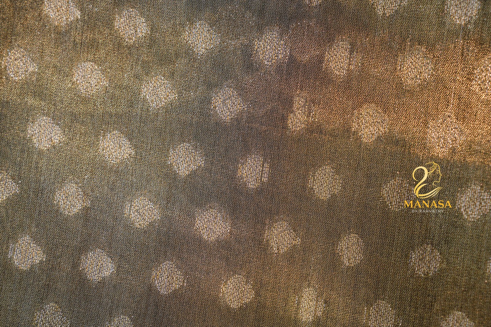 Chocolate Grey Golden Tissue Silk - Image 2