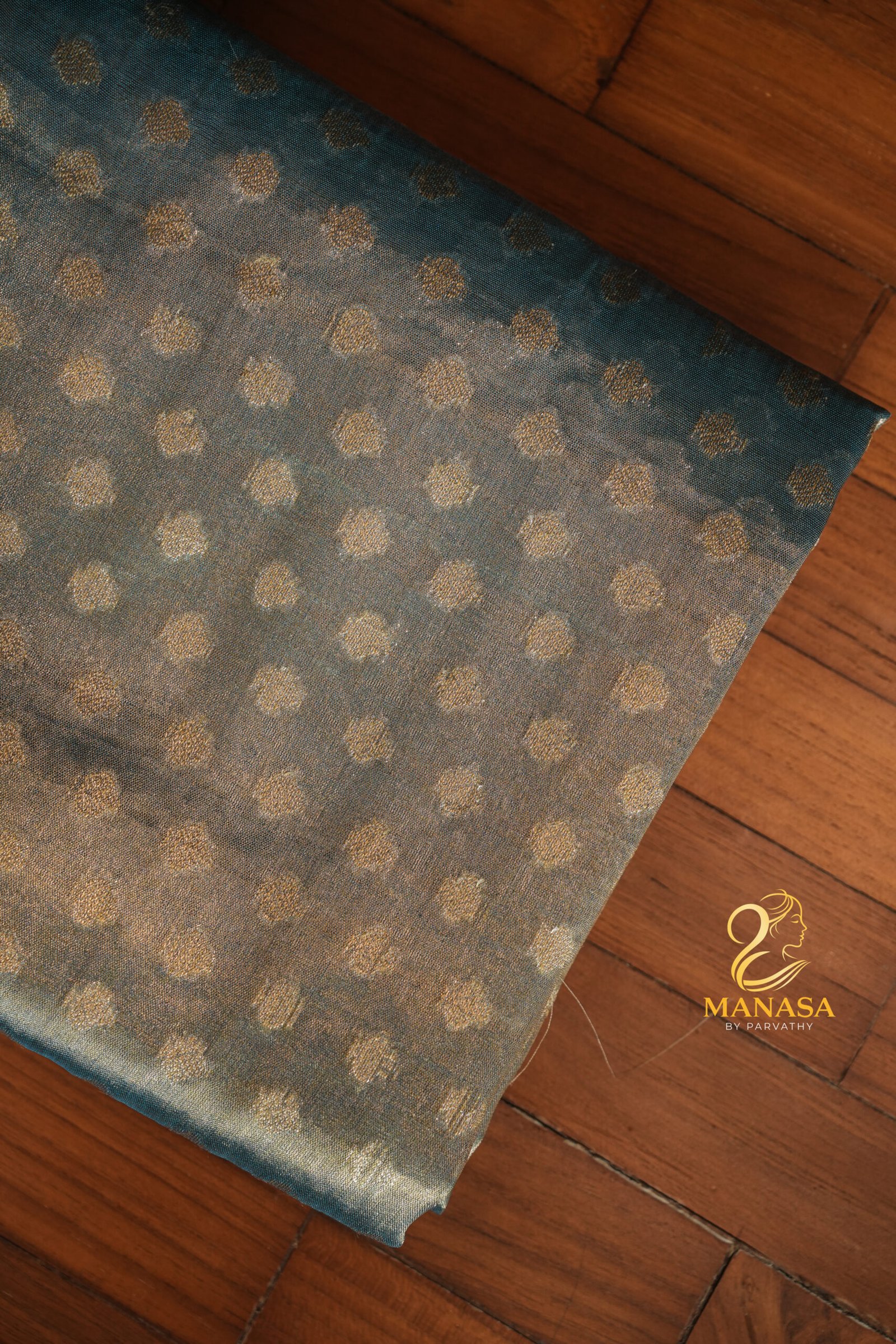 Chocolate Grey Golden Tissue Silk - Image 4