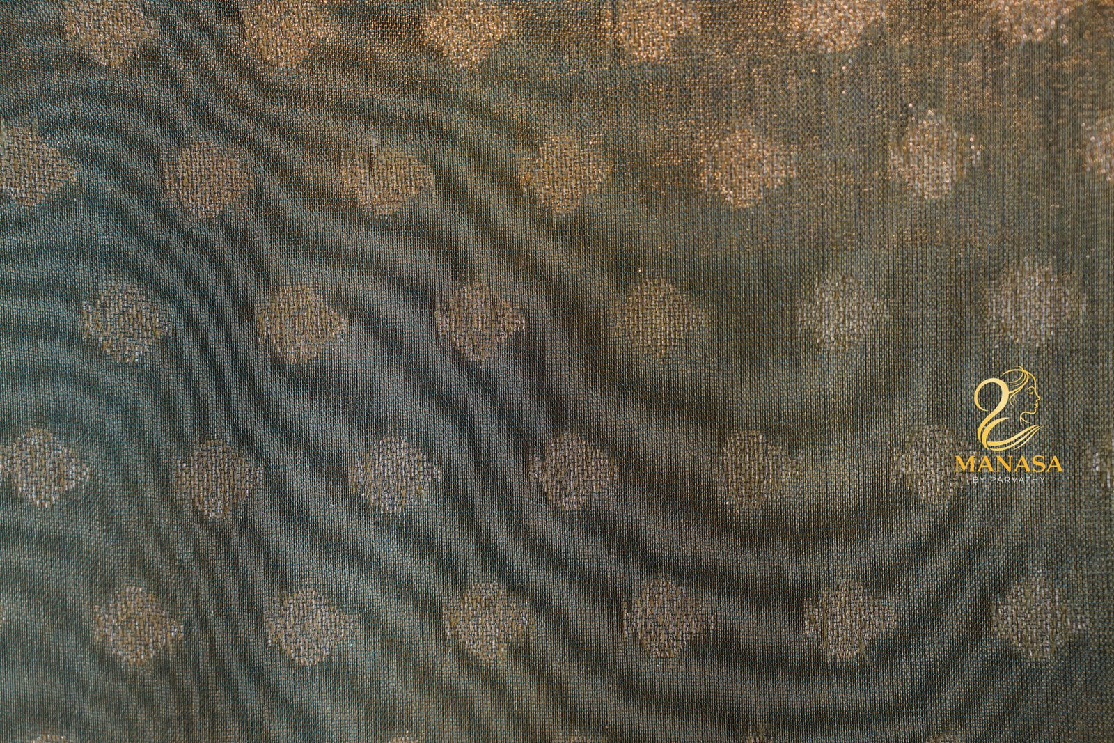 Chocolate Grey Golden Tissue Silk - Image 5