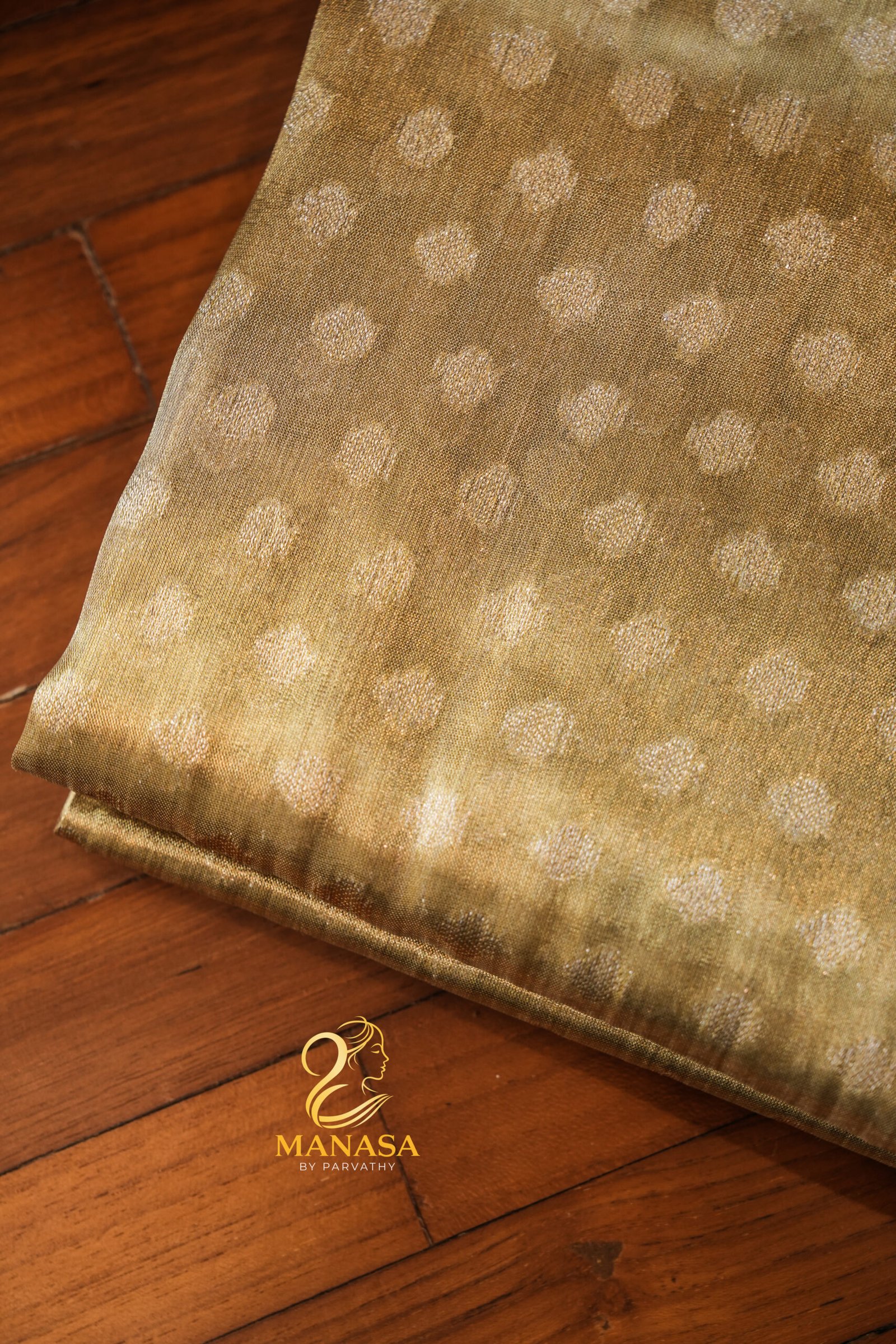 Ash Grey Golden Tissue Silk